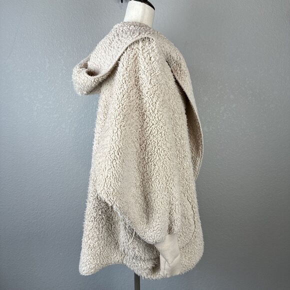 Nordic Beach Soft Body Wrap Cardigan Sweater Coat Hooded Sherpa OS Fluffy Frappe - Picture 7 of 8